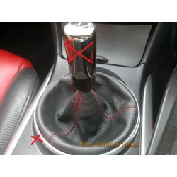 MAZDA RX-8 MADE OF 3 PANELS ONLY  GEAR GAITER SHIFT BOOT BLACK LEATHER WITH RED STICHTING