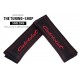 2x SEAT BELT COVERS BLACK GENUINE LEATHER CUSTOM EMBROIDERY Cabriolet RED STITCHING for Cabrio / Convertible cars NEW