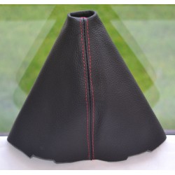 FOR FORD FOCUS MK2 FACELIFT 2008-2011 GEAR GAITER BLACK LEATHER RED STITCHING