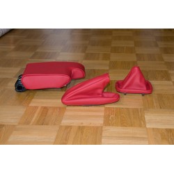 BMW E46 SET OF RED LEATHER GAITERS/BOOTS & ARMREST COVER NEW