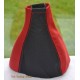 FOR VAUXHALL OPEL CORSA MKII C 2000-2006 GEAR GAITER BLACK LEATHER RED ALCANTARA