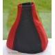 FOR VAUXHALL OPEL CORSA MKII C 2000-2006 GEAR GAITER BLACK LEATHER RED SUEDE