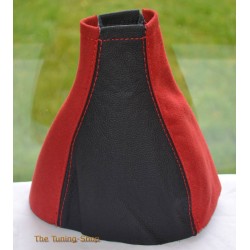 VAUXHALL OPEL CORSA MKII C 2000-2006 GEAR GAITER BLACK LEATHER RED SUEDE
