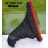 FOR VAUXHALL OPEL ASTRA G MK4 1998-2004 HANDBRAKE GAITER BLACK LEATHER RED SUEDE