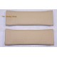 2 x SEAT BELT COVERS GENUINE BEIGE TAN LEATHER MATCHING STITCHING NEW