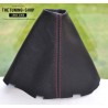 LAND ROVER FREELANDER MK2 LR2 2006-2014 GEAR GAITER BLACK LEATHER LIGHT RED STITCHING EMBROIDERY 4x4