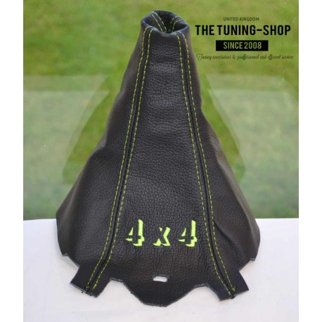 LAND ROVER FREELANDER MK2 LR2 2006-2014 GEAR GAITER BLACK LEATHER LIGHT RED STITCHING