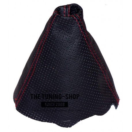 AUDI A4 B6 2001-2004 GEAR GAITER BLACK PERFORATED LEATHER SHIFT BOOT embroidery QUATTRO RED STITCHING NEW