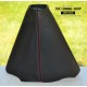 VW VOLKSWAGEN POLO 6R 2009-2015 GEAR GAITER BLACK LEATHER embroidery TDI red stitching