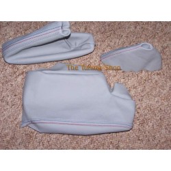 FOR BMW E46 AUTO ARMREST COVER & GAITERS / BOOTS GREY M3 STITCH