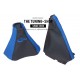 FOR VAUXHALL CORSA C 2000-2006 GEAR HANDBRAKE GAITER BLACK LEATHER BLUE STITCHING EMBROIDERY CORSA