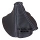 FOR  MAZDA RX-7 RX7 GEAR GAITER BLACK LEATHER WHITE STITCHING