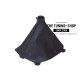FOR KIA CEE D GEAR GAITER SHIFT BOOT BLACK REAL LEATHER BLACK STITCH
