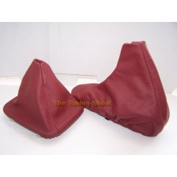 FOR BMW Z3 GEAR & HANDBRAKE GAITERS BOOTS TANINRED LEATHER