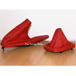FOR BMW Z3 SET OF GEAR & HANDBRAKE GAITERS BOOTS RED LEATHER