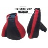 FOR VAUXHALL OPEL ASTRA MK4 GEAR HANDBRAKE GAITER BLACK LEATHER RED SUEDE ALCANTARA