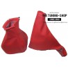 FOR VAUXHALL OPEL ASTRA MK4 GEAR HANDBRAKE GAITER RED LEATHER 