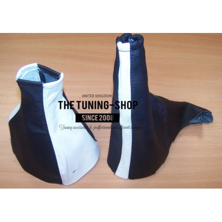 FOR VAUXHALL OPEL ASTRA MK4 GEAR HANDBRAKE GAITER BLACK IVORY LEATHER 