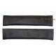 SEAT BELT COVERS x 2 GENUINE BLACK LEATHER WITH CREAM STITCHING NEW