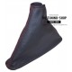 FOR TOYOTA COROLLA E15 E150 2007-2013 BLACK LEATHER HANDBRAKE GAITER WITH RED STITCHING