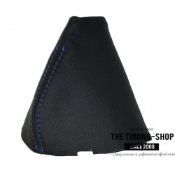 FOR BMW X3 E83 2003-2010 AUTOMATIC GEAR GAITER BLACK LEATHER BLUE STITCHING