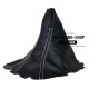 FOR MERCEDES C CLASS W204 07-14 MANUAL GEAR GAITER BLACK LEATHER WITH BLUE STITCH