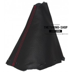 FOR KIA VENGA 2009-2015 MANUAL BLACK LEATHER GEAR GAITER WITH RED STITCH