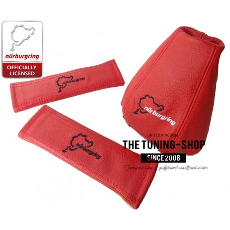 FOR AUDI A4 B7 2005-2007 RED LEATHER GEAR GAITER NURBURGRING EMBROIDERY