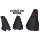 FOR LAND ROVER DISCOVERY 200TDI 300TDI TD5 V8 GEAR HI-LOW HANDBRAKE GAITER BLACK LEATHER RED STTCHING