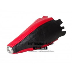 FOR HONDA CIVIC EP3 HATCHBACK 01-05 GEAR GAITER RED/BLACK LEATHER WITH ADDITIONAL METAL RING