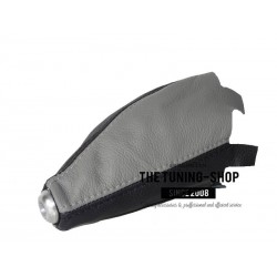 FOR HONDA CIVIC EP3 HATCHBACK 01-05 GEAR GAITER GREY/BLACK LEATHER WITH ADDITIONAL METAL RING
