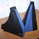 FIAT COUPE GEAR & HANDBRAKE GAITERS / BOOTS BLACK+BLUE LEATHER