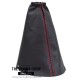 FOR NISSAN MICRA K12 FACELIFT 2006-2009 GEAR GAITER BLACK LEATHER RED STITCHING
