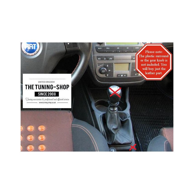Aforce Auto Custom Leather Gear Gaiter For Fiat Grande Punto 2006-2010 – Black Stitch