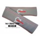 SEAT BELT COVERS GREY LEATHER NURBURGRING BLACK AND RED EMBROIDERY