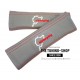 SEAT BELT COVERS GREY LEATHER NURBURGRING BLACK AND RED EMBROIDERY