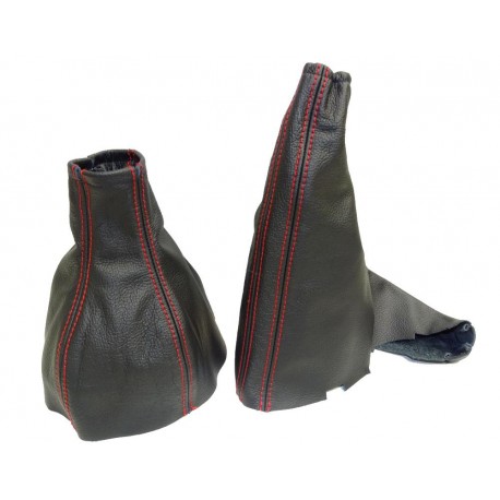 FOR ASTRA MK4 G COUPE 98-05 GEAR+HANDBRAKE GAITER LEATHER RED STITC