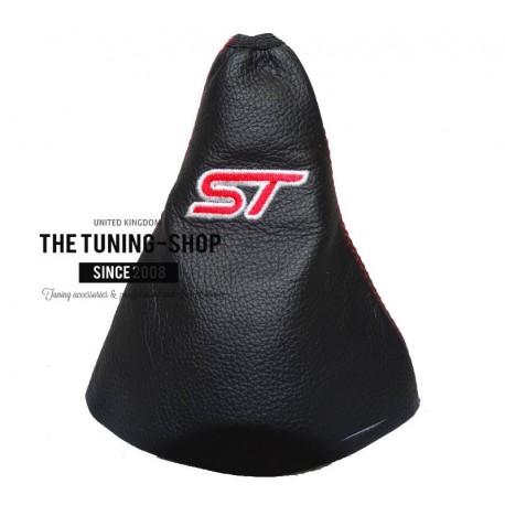FOR FORD FIESTA MK6 GEAR GAITER LEATHER EMBROIDERED ST RED STITCH