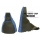 FOR VAUXHALL OPEL ASTRA GAITERS embroidered ASTRA black leather blue suede