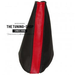 MAZDA MX-5 MK3 05-13 4 PANELS GEAR GAITER BLACK/RED LEATHER WITH DOUBLE BLACK MX-5 EMBROIDERY 