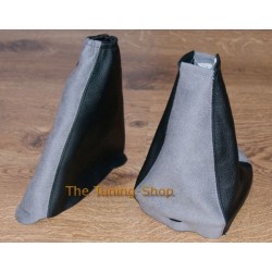 FOR FORD FOCUS GAITERS / BOOTS BLACK LEATHER + GREY ALCANTARA 98-04