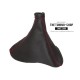 FOR VAUXHALL OPEL INSIGNIA 2008-2015 GEAR GAITER BLACK ITALIAN LEATHER RED STITCHING