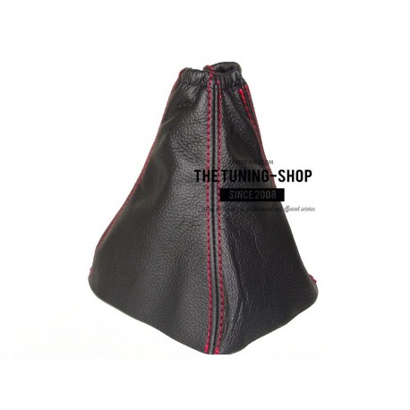 FOR FORD S-MAX 2006-2010 GEAR GAITER BLACK LEATHER RED STITCHING
