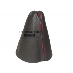 FOR PEUGEOT BOXER FL MK2 2006-2016 GEAR GAITER BLACK ITALIAN LEATHER RED STITCHING