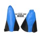 FOR VAUXHALL OPEL CORSA C 00-06 GEAR+HANDBRAKE GAITERS STYLE BLACK BLUE LEATHER STYLE DESIGN