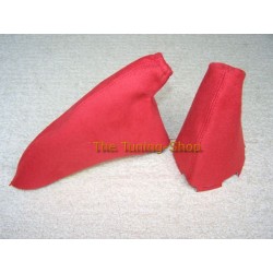 FOR  HONDA CIVIC TYPE R 01-03 GEAR HANDBRAKE GAITERS FAUX RED SUEDE