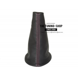 FOR TOYOTA YARIS SPORT 99-03 GEAR GAITER SHIFT BOOT BLACK LEATHER RED STITCHING