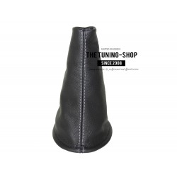FOR TOYOTA YARIS SPORT 99-03 GEAR GAITER SHIFT BOOT BLACK LEATHER WHITE STITCHING
