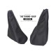 FOR MITSUBISHI SHOGUN SPORT 1999-2006 GEAR & HI-LOW GAITER BLACK LEATHER BLUE STITCHING