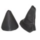 FOR PEUGEOT 308 MK1 2007-2013 6 SPEED MANUAL GEAR HANDBRAKE GAITER BLACK LEATHER WHITE STITCHING